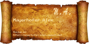 Mayerhofer Alex névjegykártya